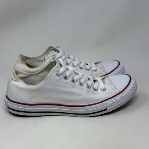 Converse All Star Sneakers Mens 8.5 Womens 10.5 White Canvas Low Top Retro Shoes